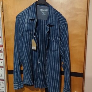 Wrangler Navy Striped Denim Shirt